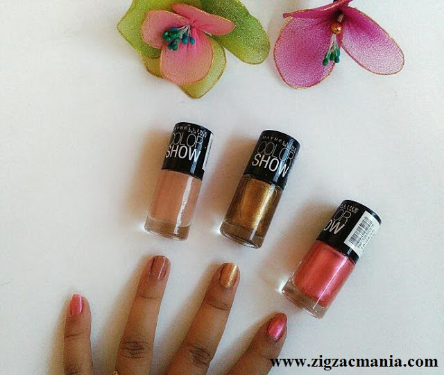 Maybelline Color Show Nail Paints (Chrome Pink, Burnished Gold & Nude Skin) Review & Swatches