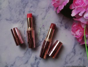 Lakme 9 To 5 Primer Matte Lipstick in Rosy Sunday (MP7) & Blush Book (M19): Review & Swatches