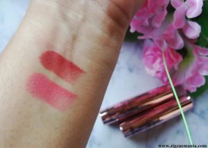 Lakme 9 To 5 Primer Matte Lipstick in Rosy Sunday (MP7) & Blush Book (M19): Review & Swatches
