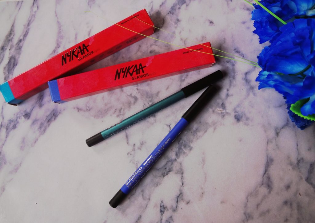 Nykaa GlamorEyes Pencils in Blue Hex 01 and Teal Spell 02| Review & Swatches