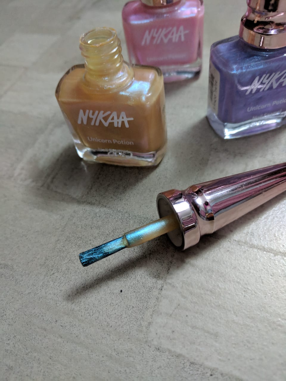 Nykaa Unicorn Potion Nail Enamel Review & Swatches| Frosted fairy, Sugar n spice, Pink peo