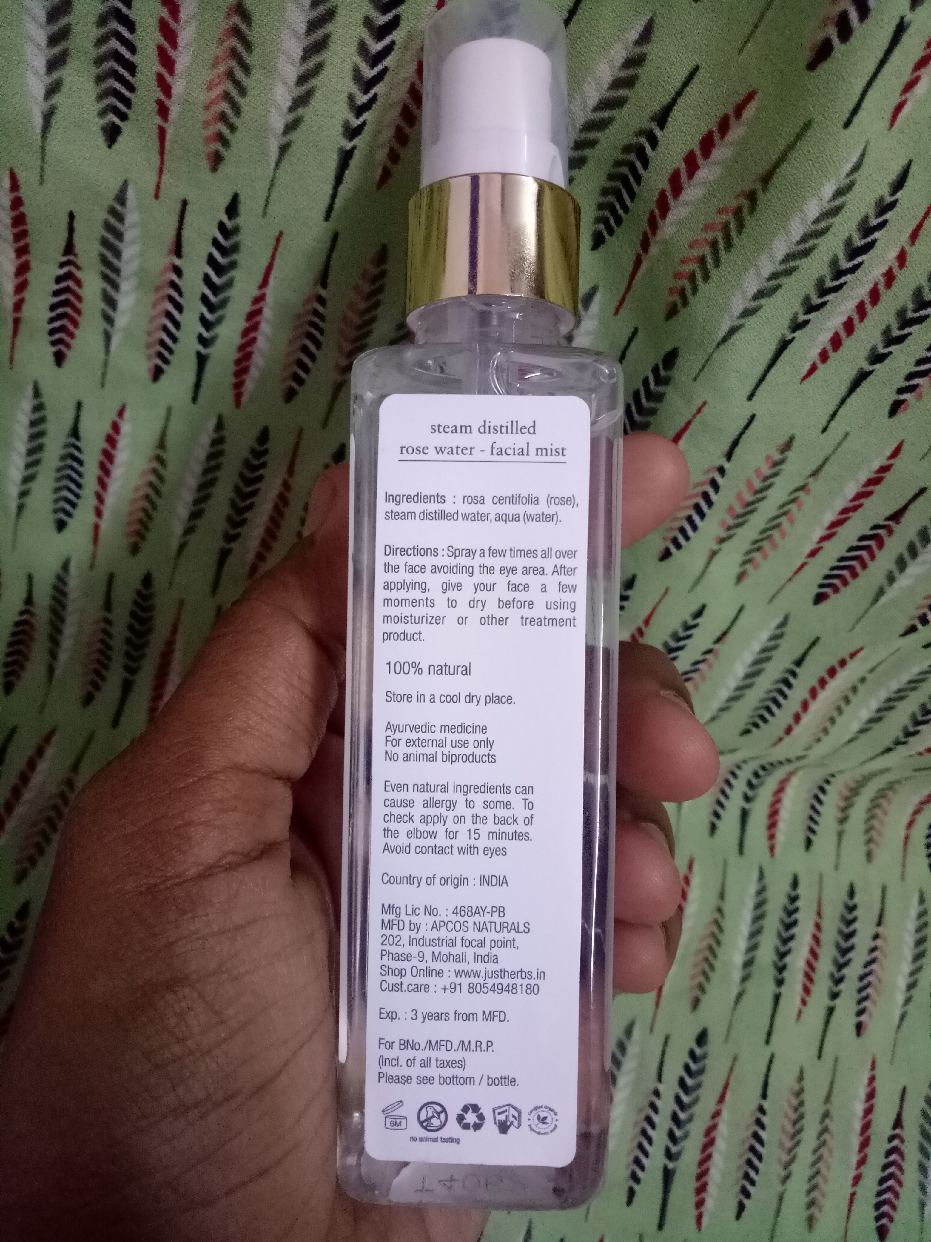 Just Herbs Rose Water (Facial Mist)| Review