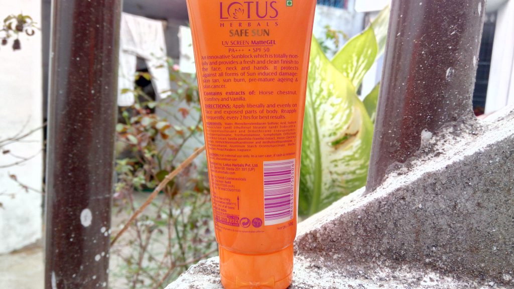 Lotus Herbals Safe Sun UV Screen MatteGel| Review